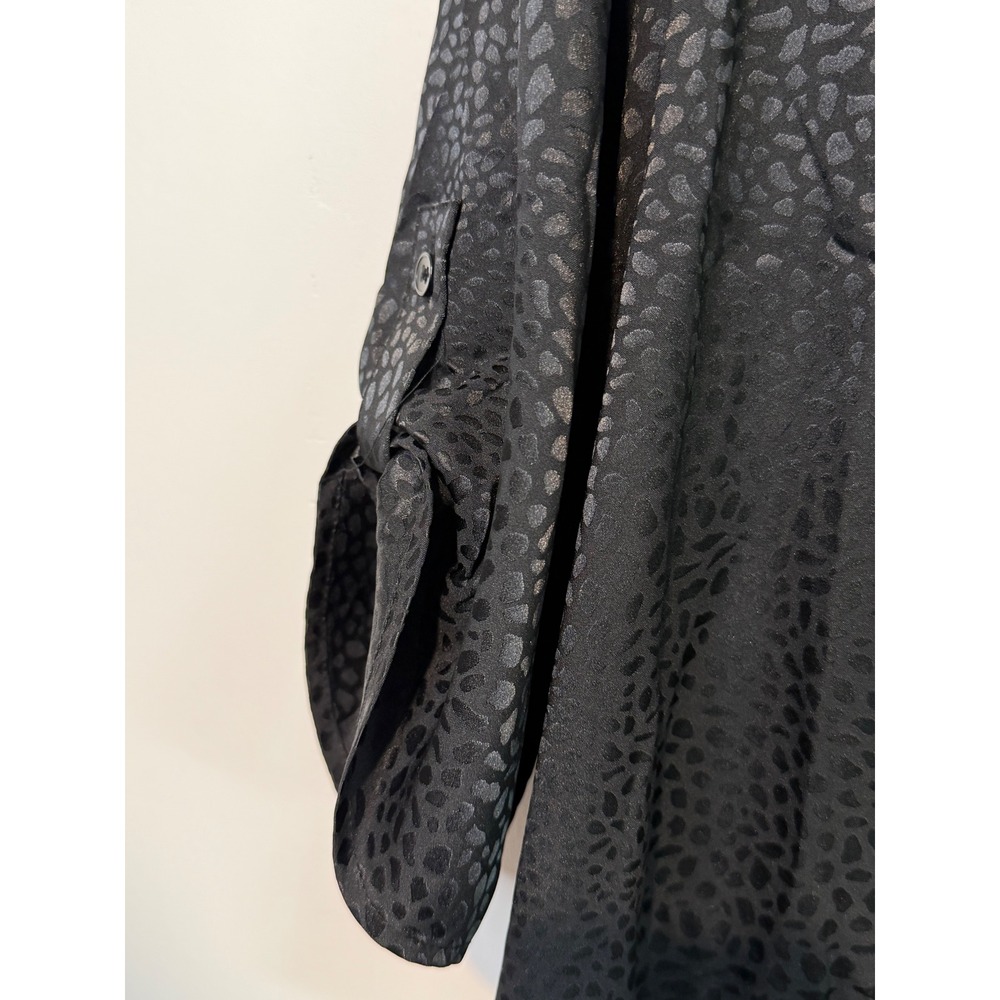 Chico's Black Jacquard Animal Leopard Print Tie Front Blouse Top Size 3 XL - Picture 12 of 14